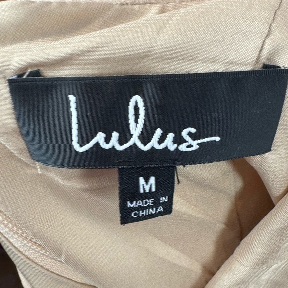 NWT Lulus Making Eyes At You Midi Dress in Beige Size Medium - Picture 7 of 8